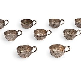 SET OF NINE SMALL GLASSES, MOSCOW, 1827, JEWELER S. DYEMYENTIEV