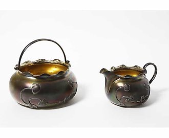 Серебряные сахарница и молочник. Россия, 1899-1908 гг.