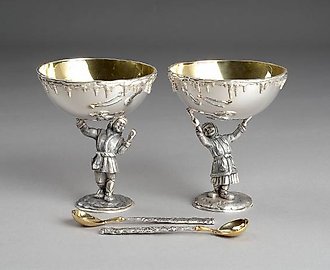 Серебряный набор креманок Мальчик и Девочка