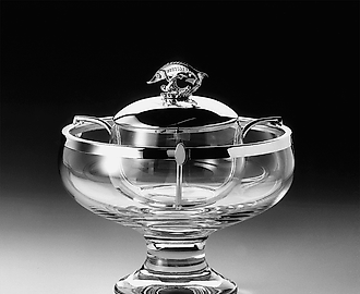 Икорница с серебряной крышкой и оправой TAFELGERÄTE SILBER