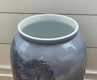 独特的陶瓷花瓶，带有乡村风景，Amalie Schou，44厘米。Bing & Grondahl