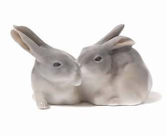 Фарфоровая фигура "Пара кроликов". Royal Copenhagen, 1923-1928 гг.