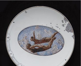 Тарелка Мозаика станции метро "Маяковская" Александр Дейнека "Прыжок в воду парня и девушки" мастерская Игорь Клименков Klimenkoff