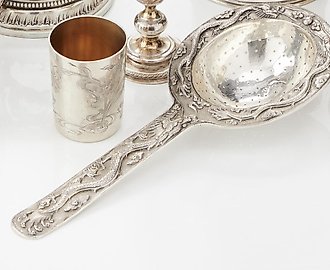 Ситечко, 96 гр, 900 пр, длина 19,2 см, ширина черпака 7,5 см