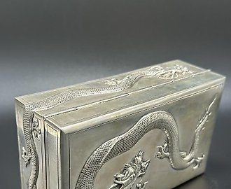 Серебряная коробка (шкатулка) с деревянной отделкой​. Китай, конец 19 века