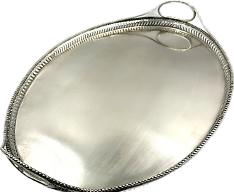 Серебряный ​поднос в русском стиле 18 век с боковыми ручками 1798 год Калуга