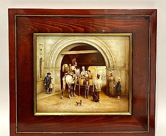 Фарфоровый пласт " Лейб-гвардии Конный полк в Париже в 1814 году "