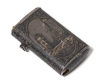 Серебряная спичечница, чернь 19 век