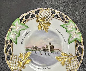 Тарелка KPM с архитектурным пейзажем Гёрлиц Кайзертруц Görlitz Kaisertrutz 1856