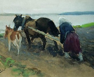 На пашне. Степанов Алексей Степанович