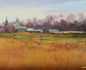 Осень. Этюд. ДВП, масло. 12 х 18 см.