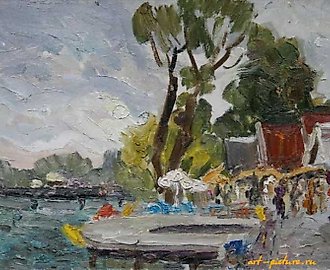 Тракай. Базарные лавки. Литва. Картон, масло. 20 х 30 см.