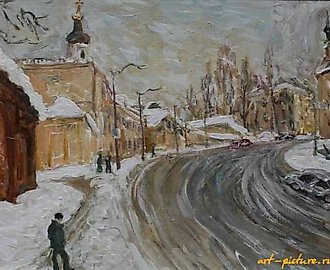 В верх по Большой Советской. Из серии старый город Смоленск. Холст, масло. 42 х 68 см.