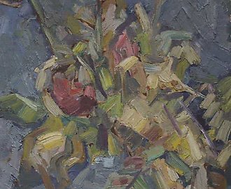 Сухие цветы. ДВП, масло. 42 х 36 см.