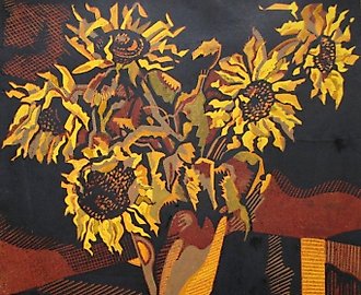 Подсолнухи. Цветная линогравюра. 47х53 см.