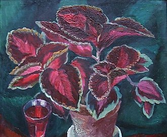 Красный цветок. Холст, масло. 50 х 50 см