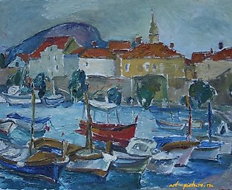 Черногория. Картон, масло. 30 х 40 см