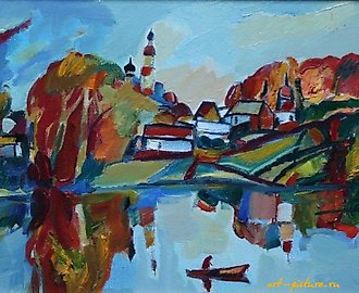 Золотой плес. Картон, масло. 22 х 30 см