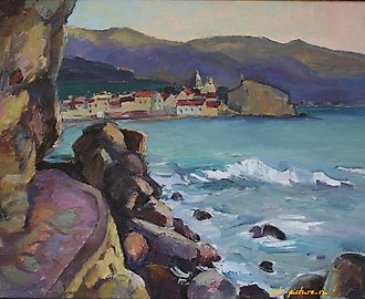 Бухта в старом городе. Холст, масло. 40 х 50 см.