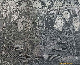 Камбала. Гравюра. 36 х 45 см.