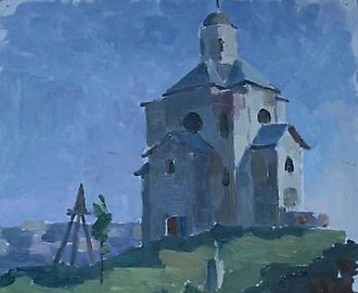 Church of Michael the Archangel. Cardboard, oil. 49 x 34 cm.