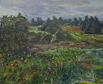 Конец лета. Картон, масло. 23 х 29 см