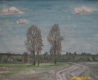 Моя бывшая деревня. Картон, масло. 28 х 38 см