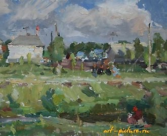 Rural landscape. Cardboard, oil. 34 x 47 cm