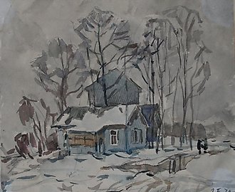 Домик. Акварель. 20 х 23 см