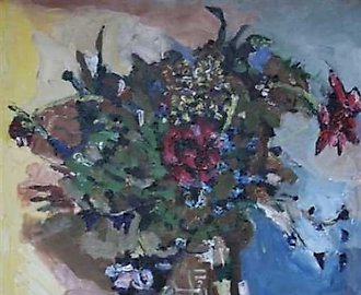 Букет с пионами. Холст, масло.