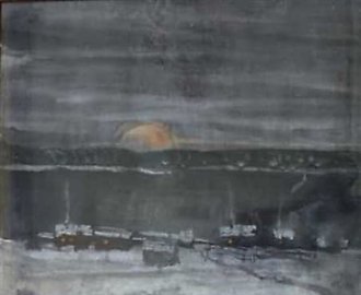 Night Lights. Watercolor. 80 x 60 cm.