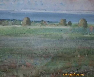 Сенокос. Акварель. 60 х 80 см