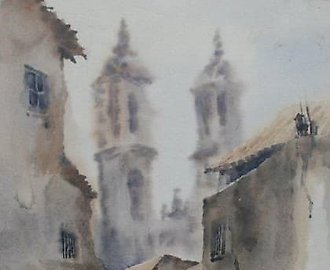 Мексиканский пейзаж. Акварель. 56 х 40 см