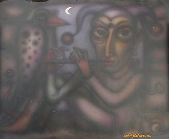 ORIGINAL JESTER PARROT ACRYLIC ABSTRACT SURREALIST PAINTING