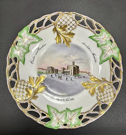 buy Plate KPM with the architectural landscape of Görlitz Kaisertrutz 1856