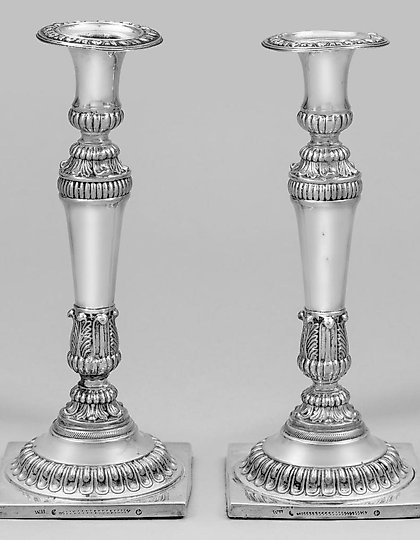 купить Подсвечники в стиле бидермейер, серебро, мастер Иоганн Георг Вильгельм Гейнике, Берлин, около 1835 года