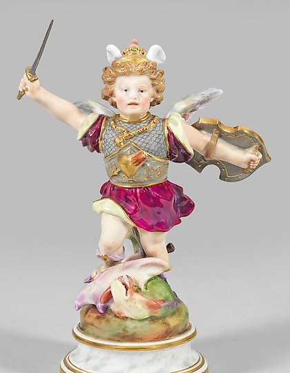 buy Porcelain Figurine of Cupid as Hero or Dragon Slayer