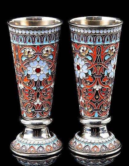 Серебряная стопка с эмалью Лиза Латышева