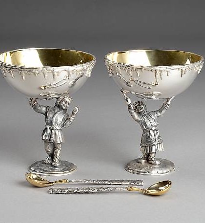 buy Silver set of compotes Boy and Girl