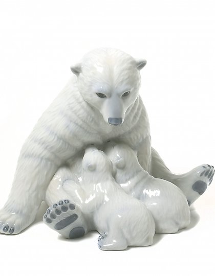 buy Porcelain statuette "White Polar Bear with two cubs" Royal Copenhagen