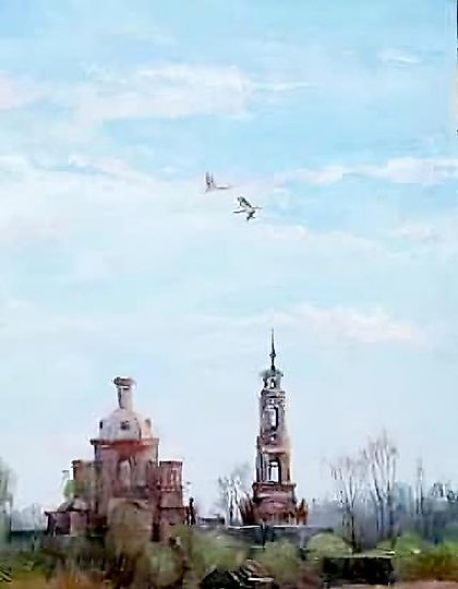 购买 Рус. 布面油画。70 x 30 厘米。