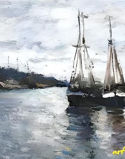 buy Sweden. Pier. Canvas, oil. 45 x 88 cm.