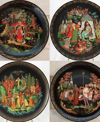 buy The translation of the text is: "Palekh Plates 1988 'Russian Fairy Tales'"