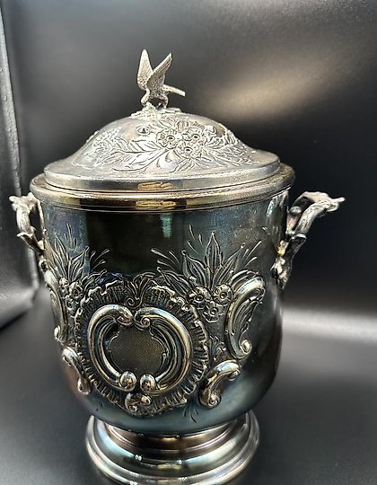 buy Silver ice vase (ice bucket), double-walled with a glass thermos liner. Art Nouveau.