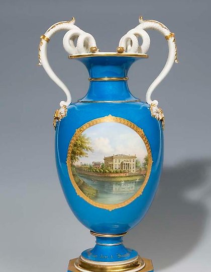 buy "Species vase with snake-shaped handles. KPM Berlin 1849-1870, artist Haus. KPM"