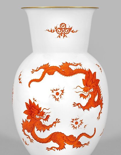 购买 铁红色调“明龙”装饰的装饰艺术花瓶