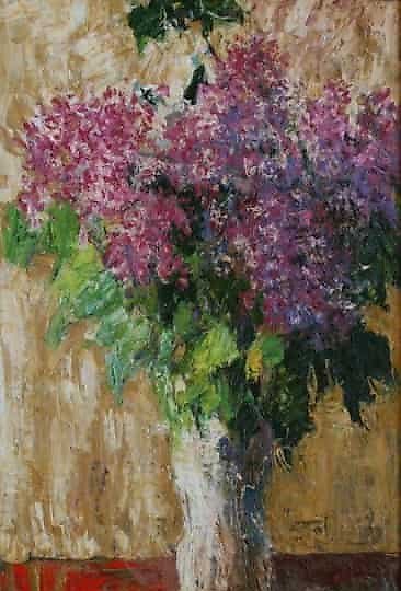 购买 紫丁香。画布，油画。68 x 42 厘米。