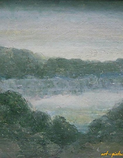 buy The text translates to: "Morning of Akatovo. Cardboard, oil. 19 x 22 cm."