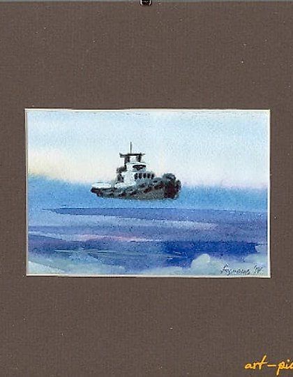 buy The translation of "КОРАБЛИК акварель" into English is "Little Ship watercolor."