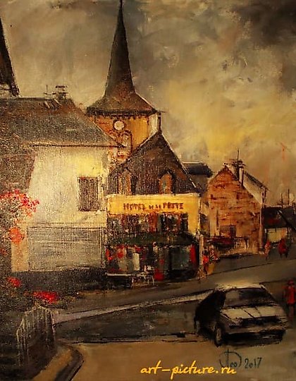buy "French village acrylic, canvas"